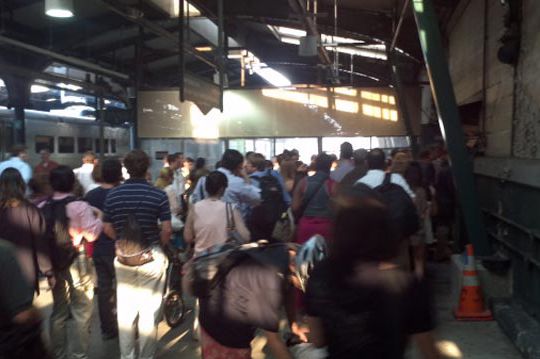 David Polinchock Tweeted, "Line to get into PATH station as #njtransit not going to penn for 2nd day"
